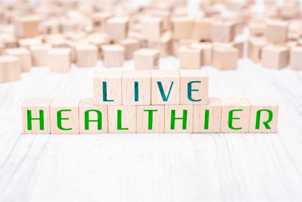 The Words ve Healthier Formed By Wooden Blocks On White Table